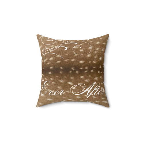 Happily Ever After Pillow Cover Deer Fawn Calligraphy Tattoo Art Cushion Coquette Cottagecore Room Decor