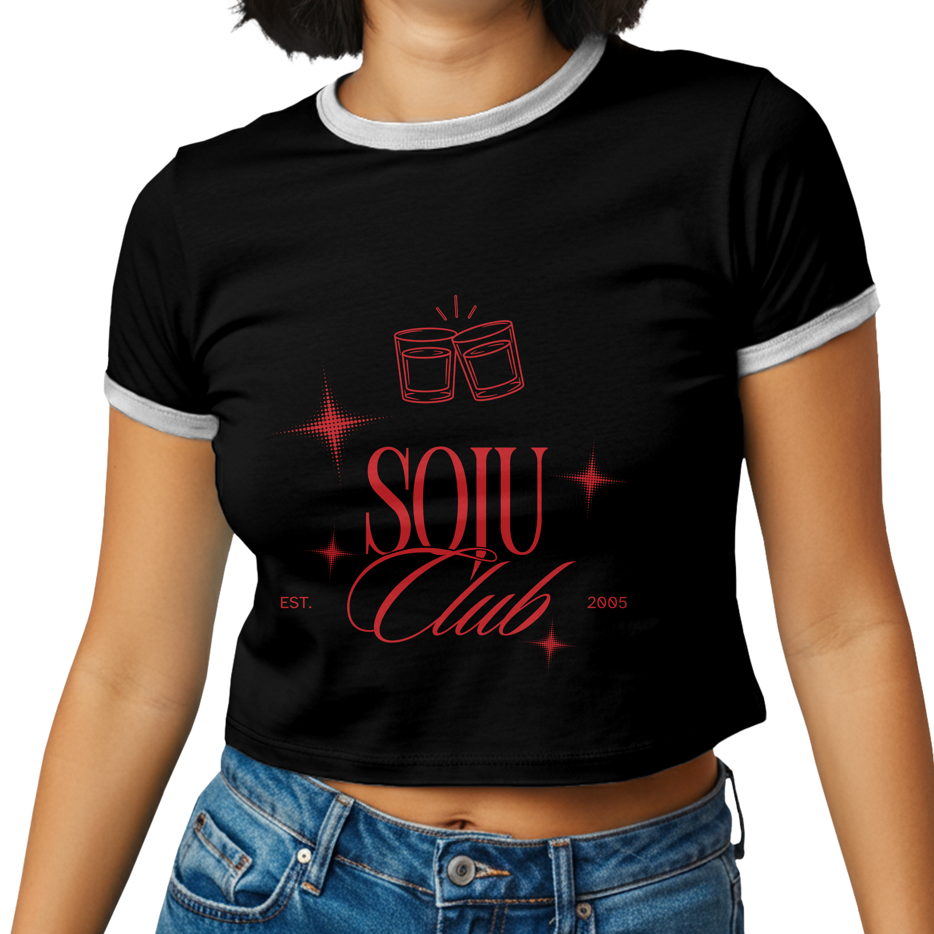 Soju Club Shirt - Korean Drinking Club Tee - Cute Crop Top - K-Style Streetwear Graphic Baby Tee for Girls