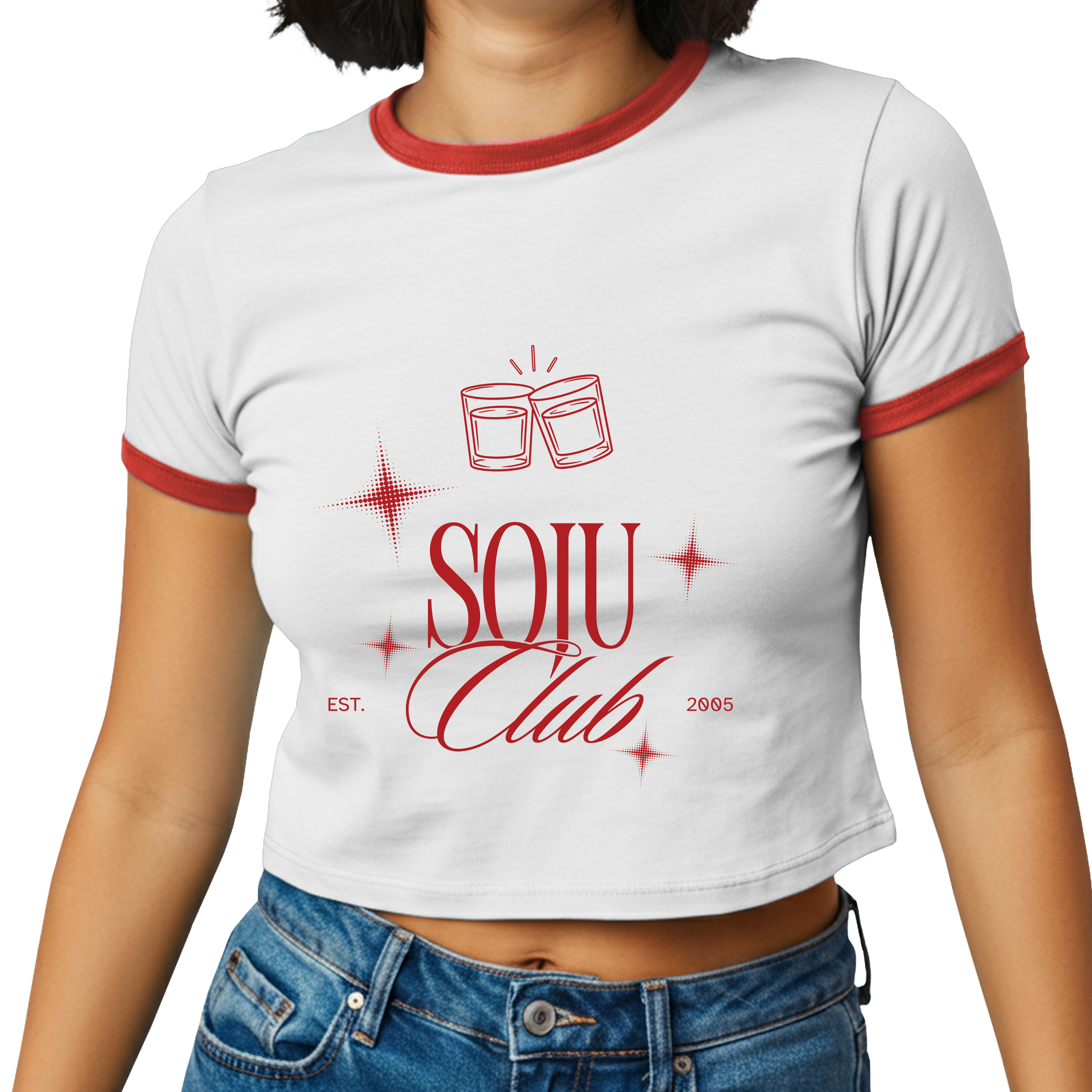 Soju Club Shirt - Korean Drinking Club Tee - Cute Crop Top - K-Style Streetwear Graphic Baby Tee for Girls