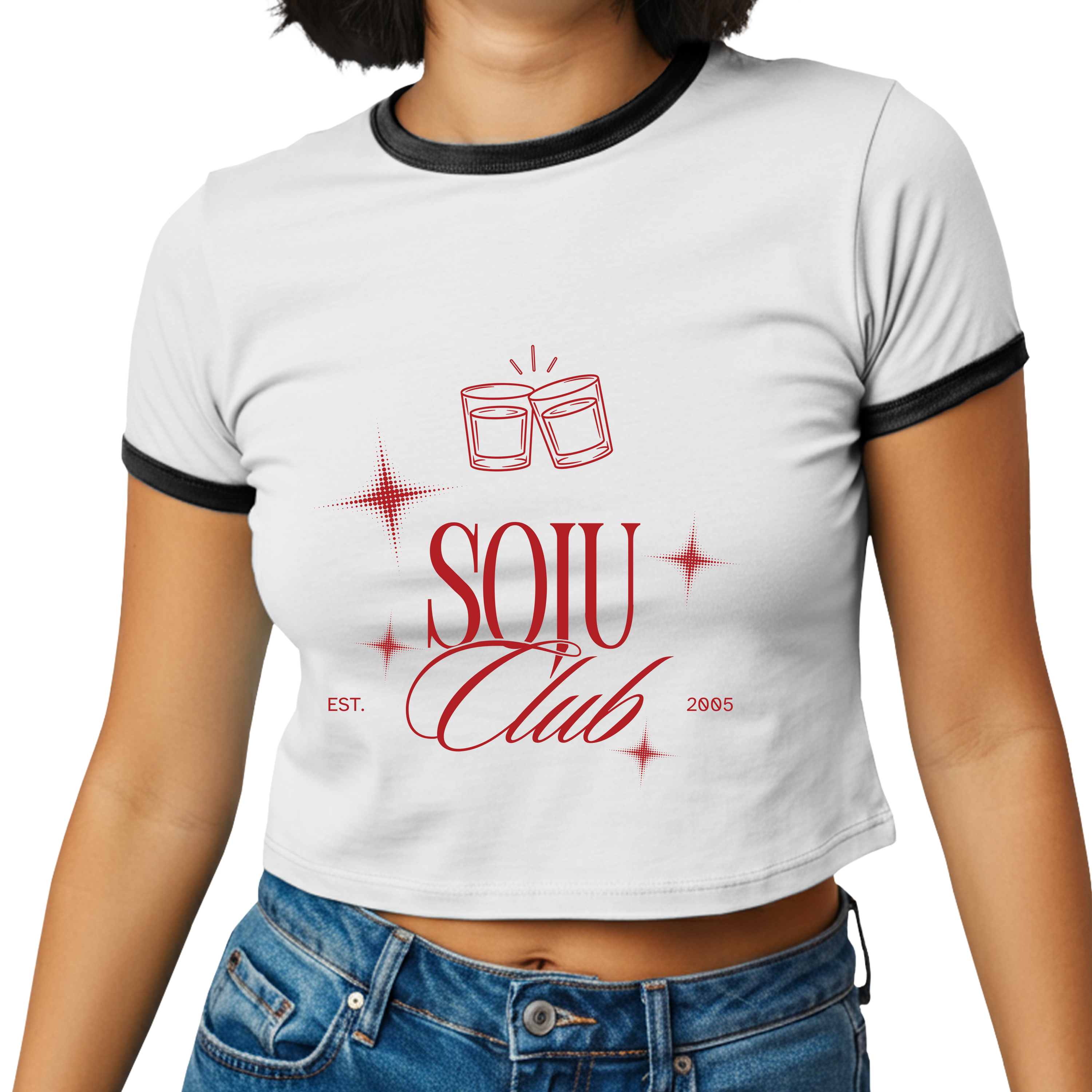 Soju Club Shirt - Korean Drinking Club Tee - Cute Crop Top - K-Style Streetwear Graphic Baby Tee for Girls