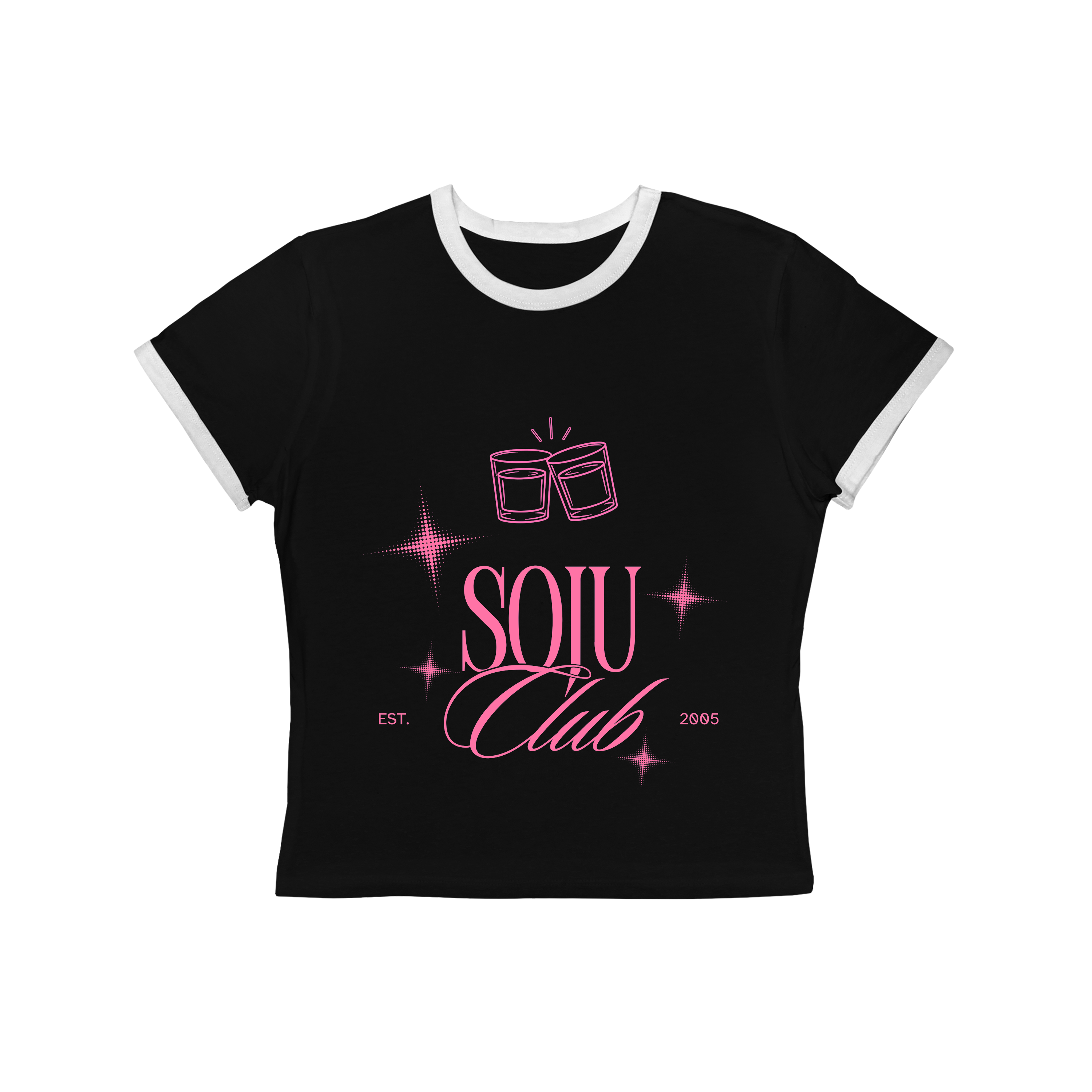 Soju Club Shirt - Korean Drinking Club Tee - Cute Crop Top - K-Style Streetwear Graphic Baby Tee for Girls