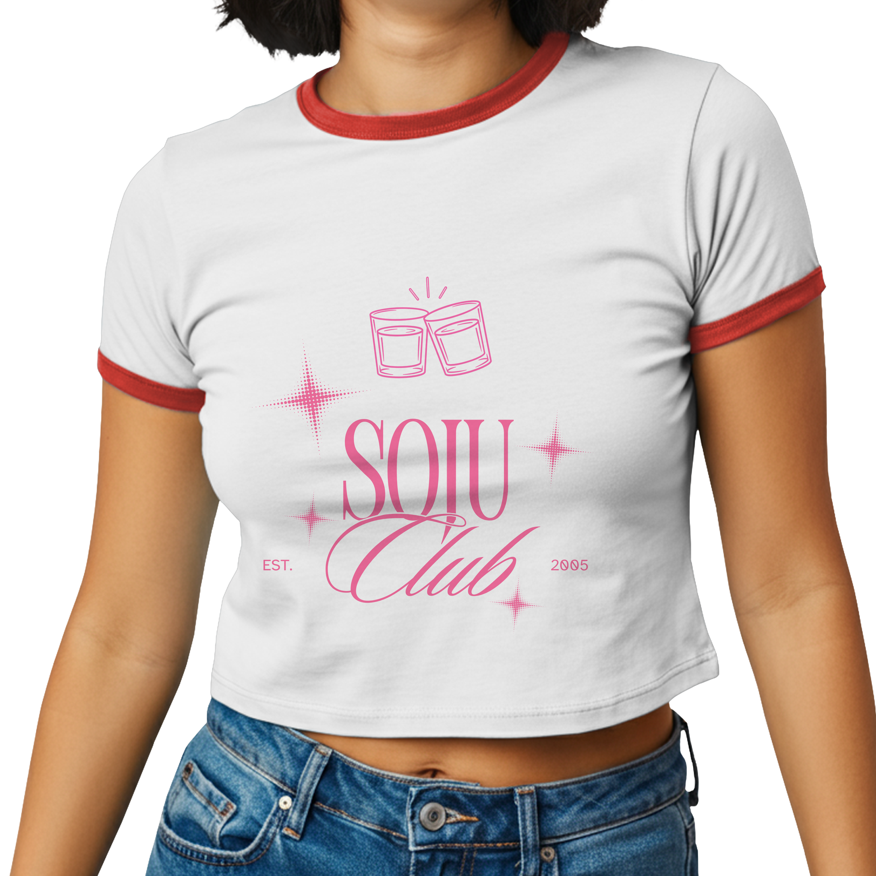 Soju Club Shirt - Korean Drinking Club Tee - Cute Crop Top - K-Style Streetwear Graphic Baby Tee for Girls