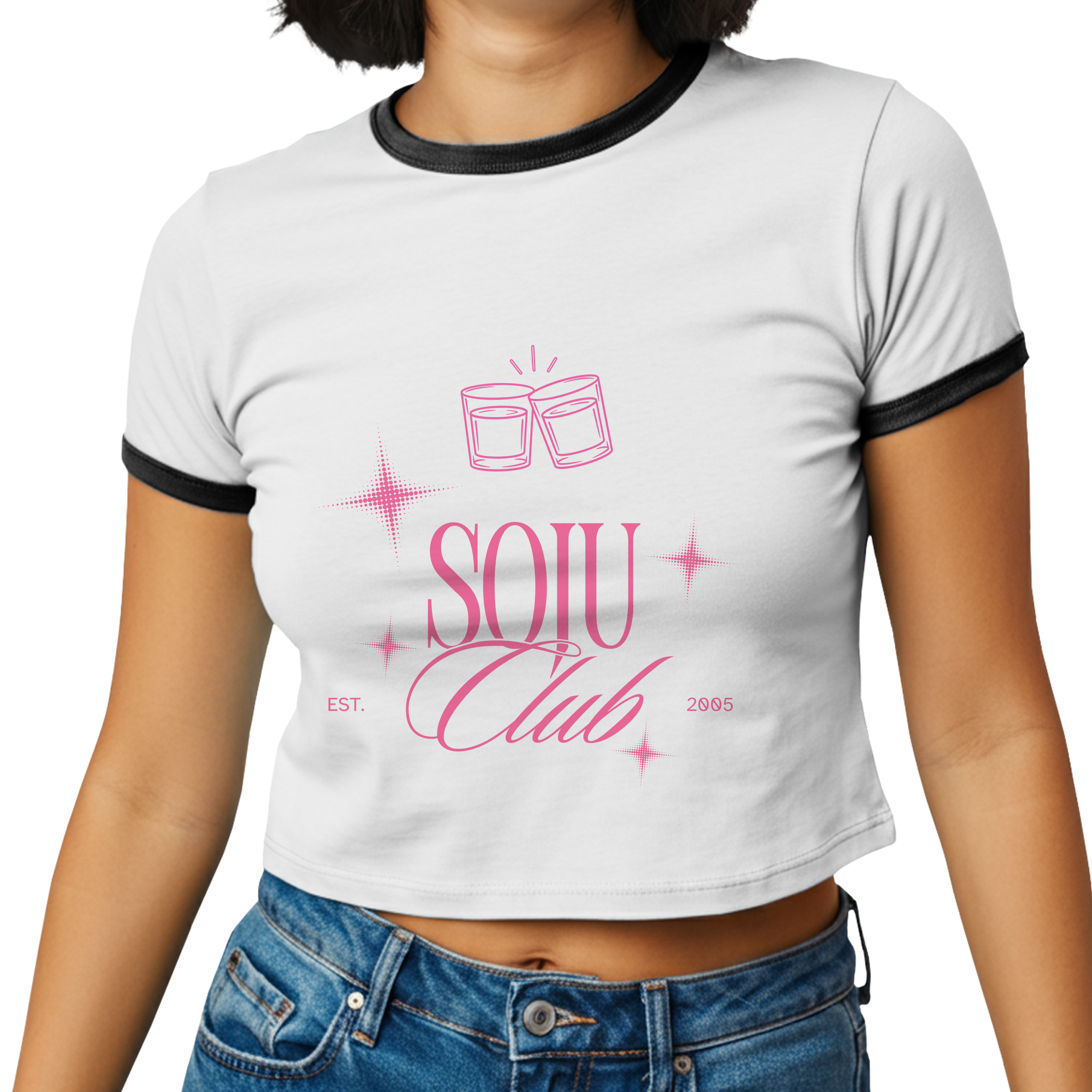 Soju Club Shirt - Korean Drinking Club Tee - Cute Crop Top - K-Style Streetwear Graphic Baby Tee for Girls