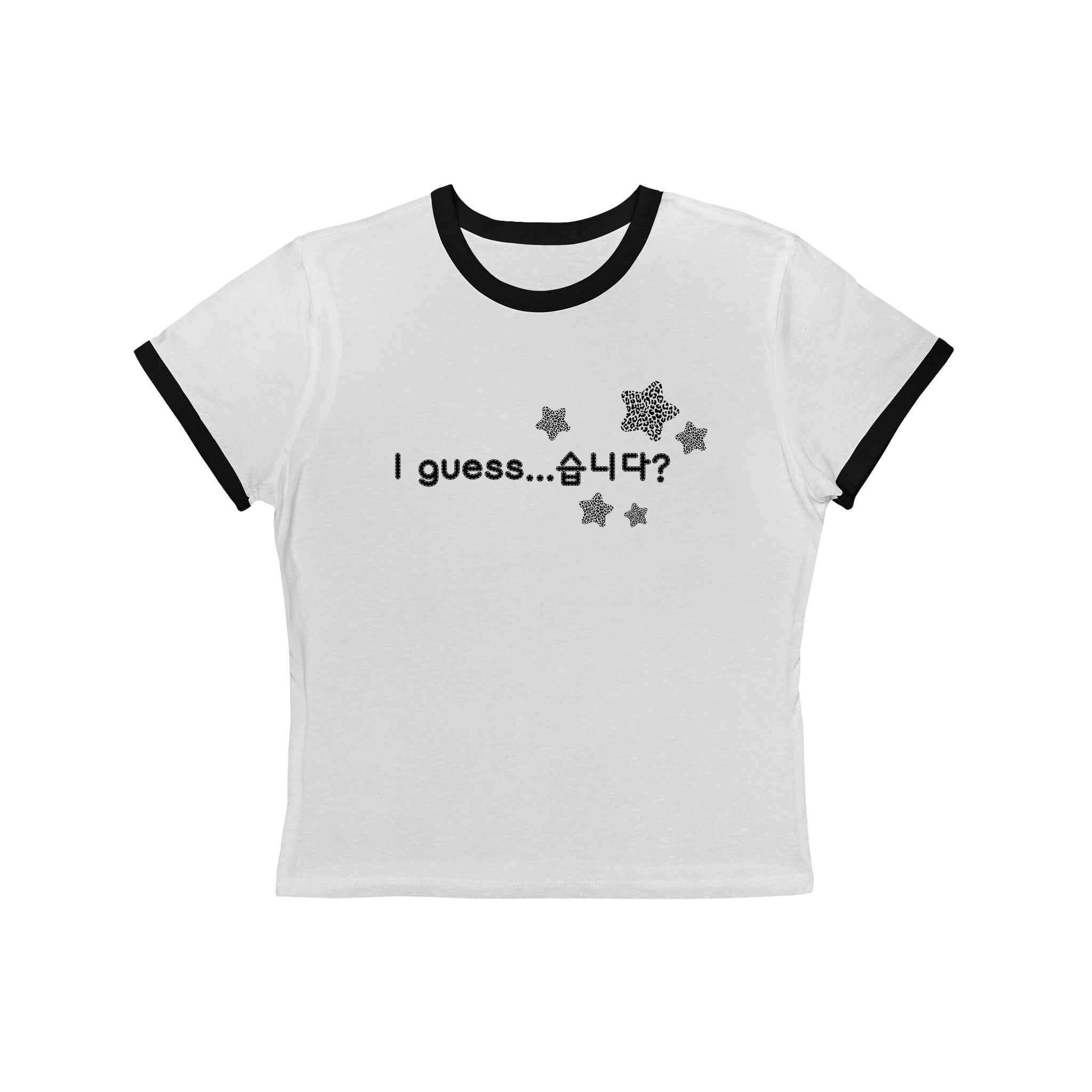 Korean Phrase Ringer Tee — "I guess... 습니다?" Cute K-Pop Inspired Graphic Shirt