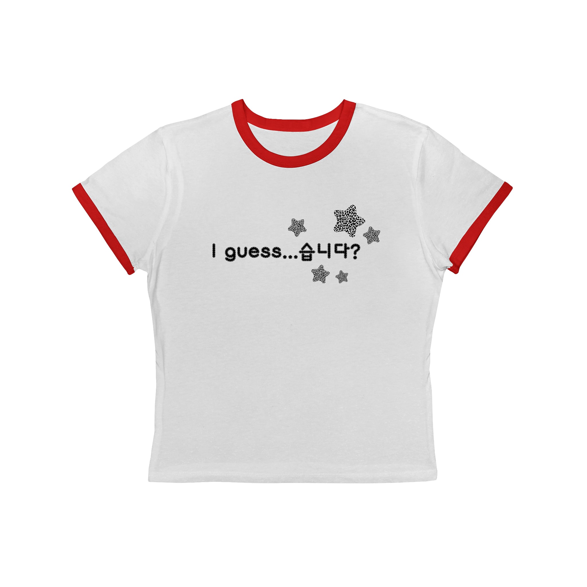 Korean Phrase Ringer Tee — "I guess... 습니다?" Cute K-Pop Inspired Graphic Shirt